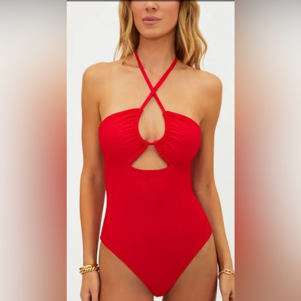 BEACH RIOT 
Phoenix Halter One-Piece Swimsuit - Red